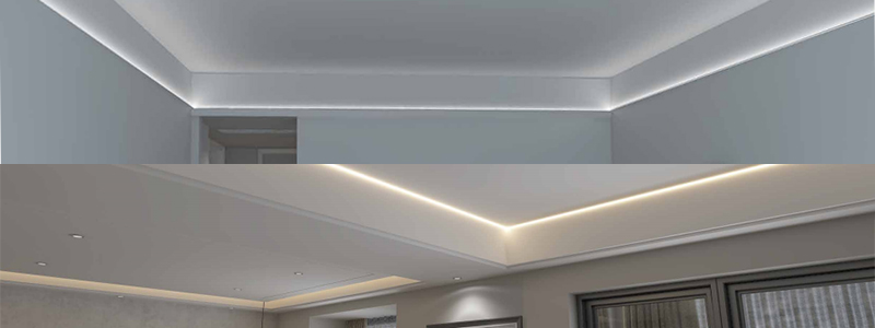 Modern LED Crown Molding Lighting Profiles For Ceilings